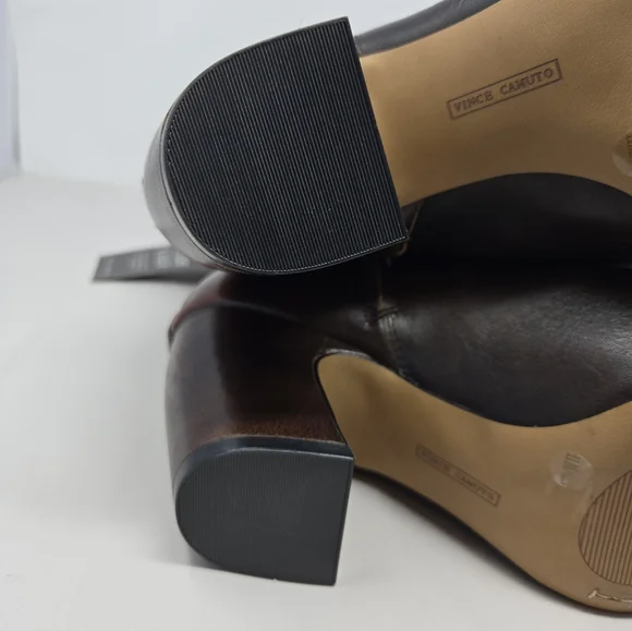 Vince Camuto Cristin Knee High Boots Sz 11M Wide Calf Washed Brown Leather - Picture 9 of 11